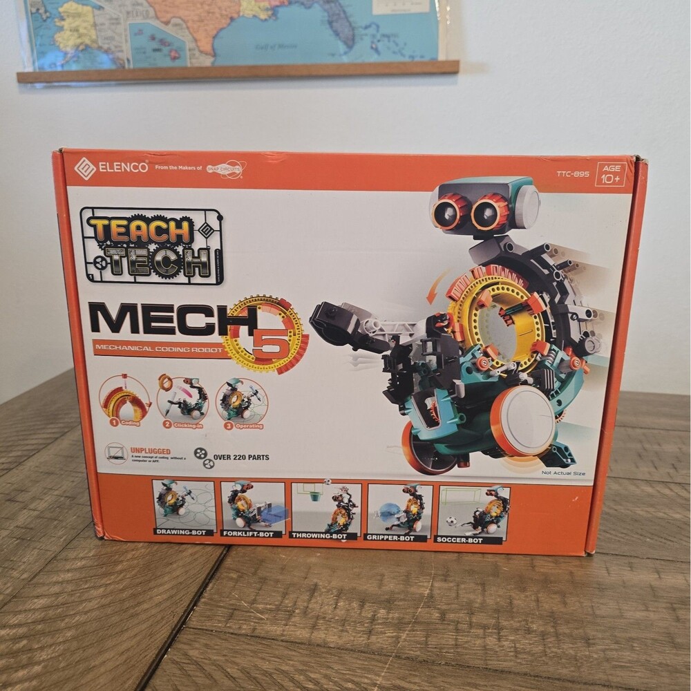 Teach Tech Mech 5 Mechanical Coding Robot - 220+ Building Pieces - NIB